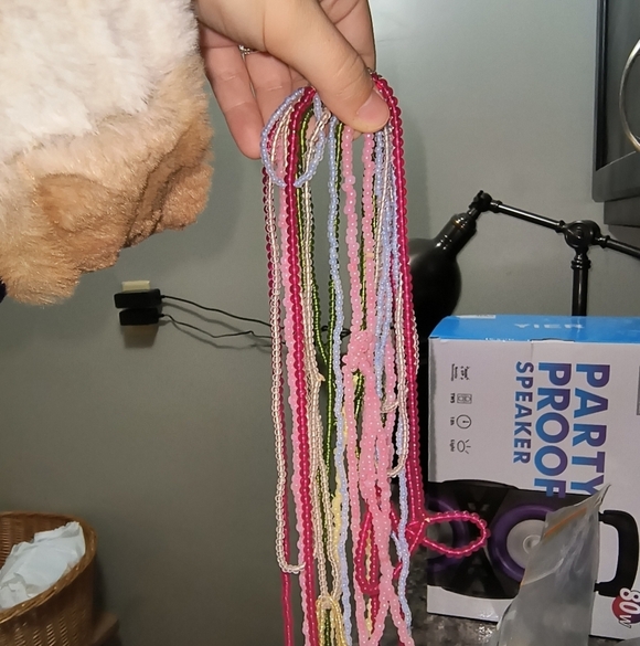 Multicolor Beaded Necklace Set diy craft beads necklaces sets pink blue green - Picture 5 of 5